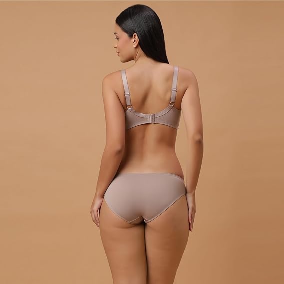 SOIE Women’s Lace Bra & Brief Set – Underwire, Non-Padded, Mid Rise